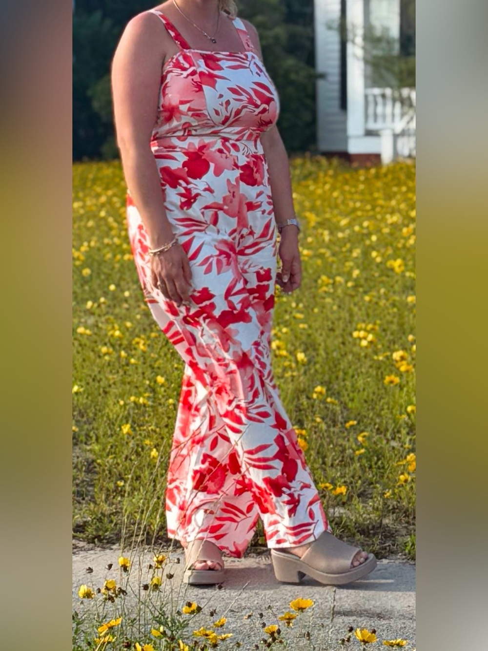 Floral Red & White Maxi Dress - Women Pants & Jumpsuits